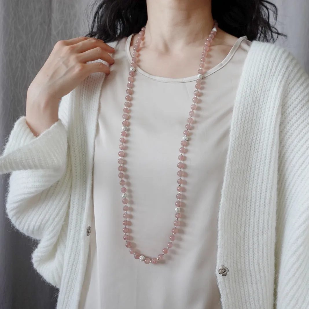 Return to Origin Multi-style Rose Quartz Beaded Necklace with Tassels