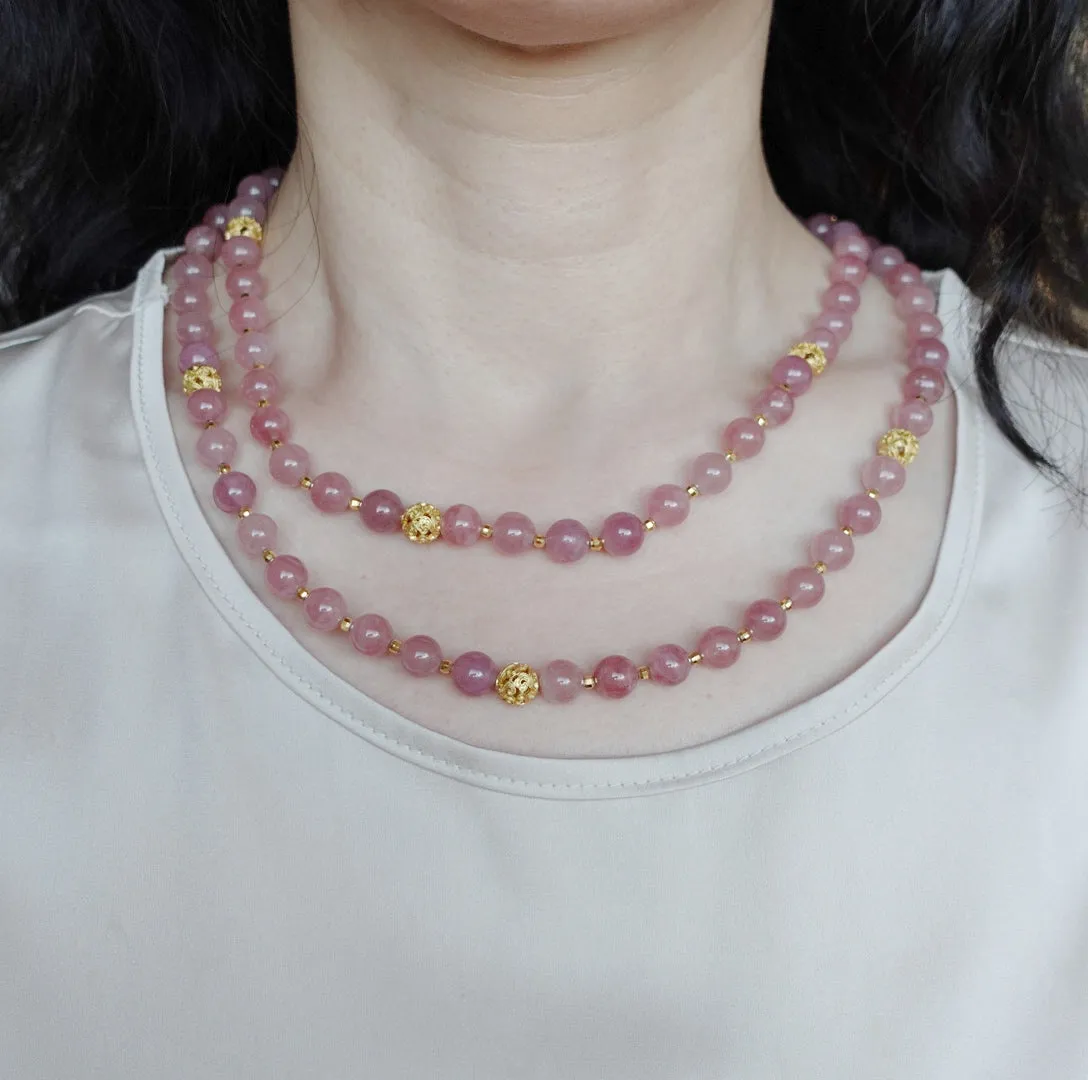 Return to Origin Multi-style Rose Quartz Beaded Necklace with Tassels