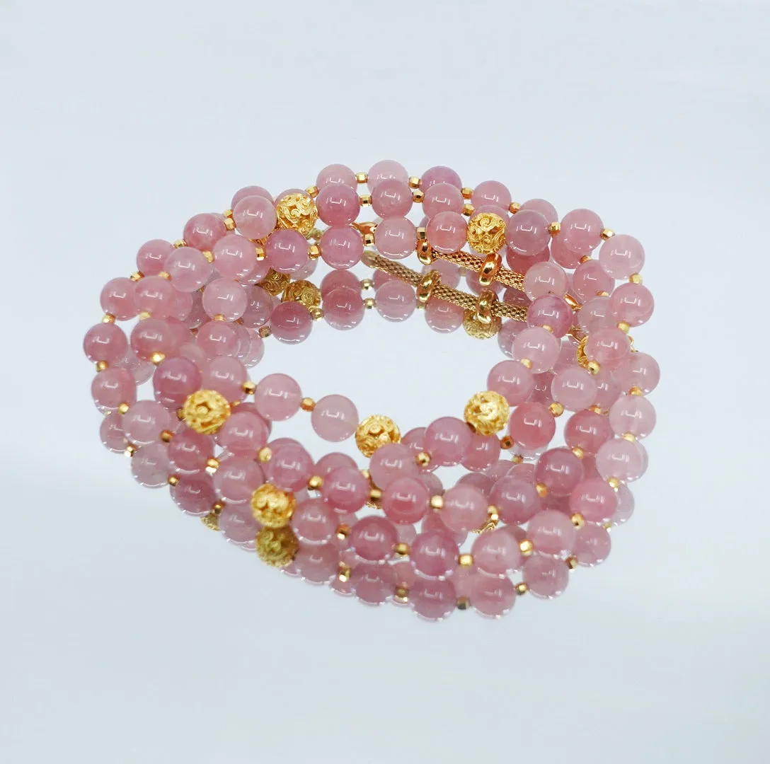 Return to Origin Multi-style Rose Quartz Beaded Necklace with Tassels