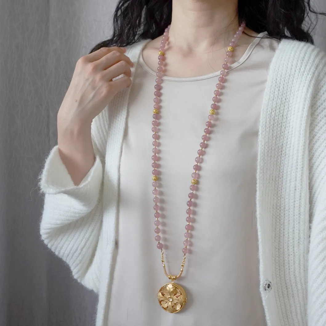 Return to Origin Multi-style Rose Quartz Beaded Necklace with Tassels