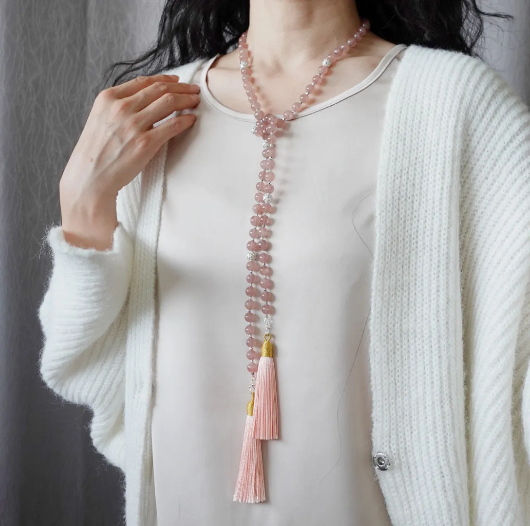 Return to Origin Multi-style Rose Quartz Beaded Necklace with Tassels
