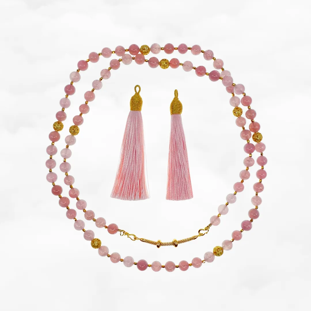 Return to Origin Multi-style Rose Quartz Beaded Necklace with Tassels
