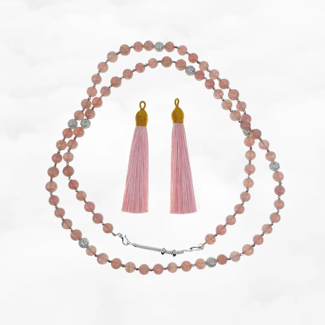 Return to Origin Multi-style Rose Quartz Beaded Necklace with Tassels