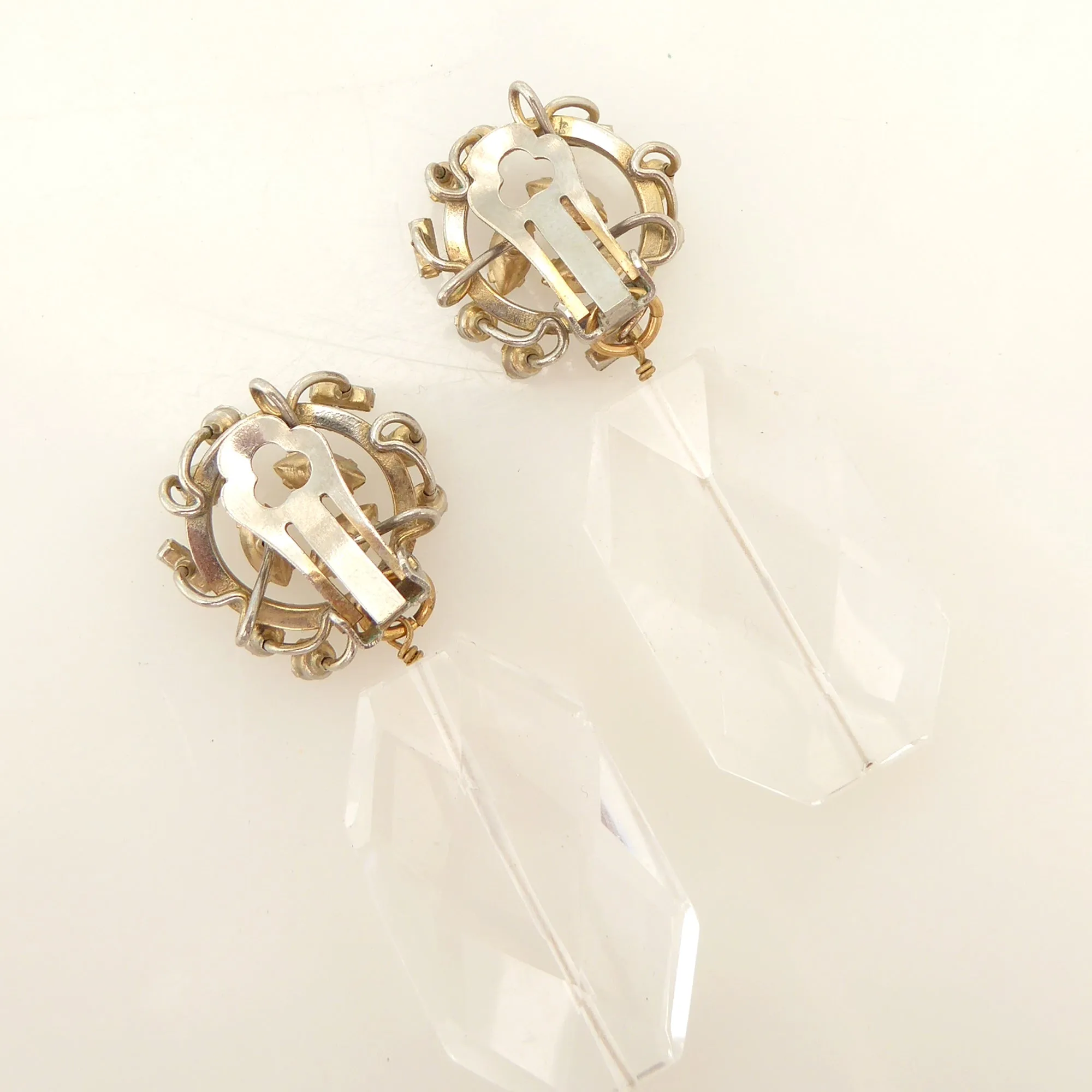 Rhinestone spray and faceted quartz earrings