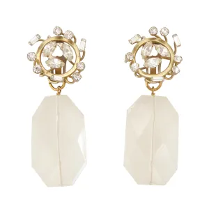 Rhinestone spray and faceted quartz earrings