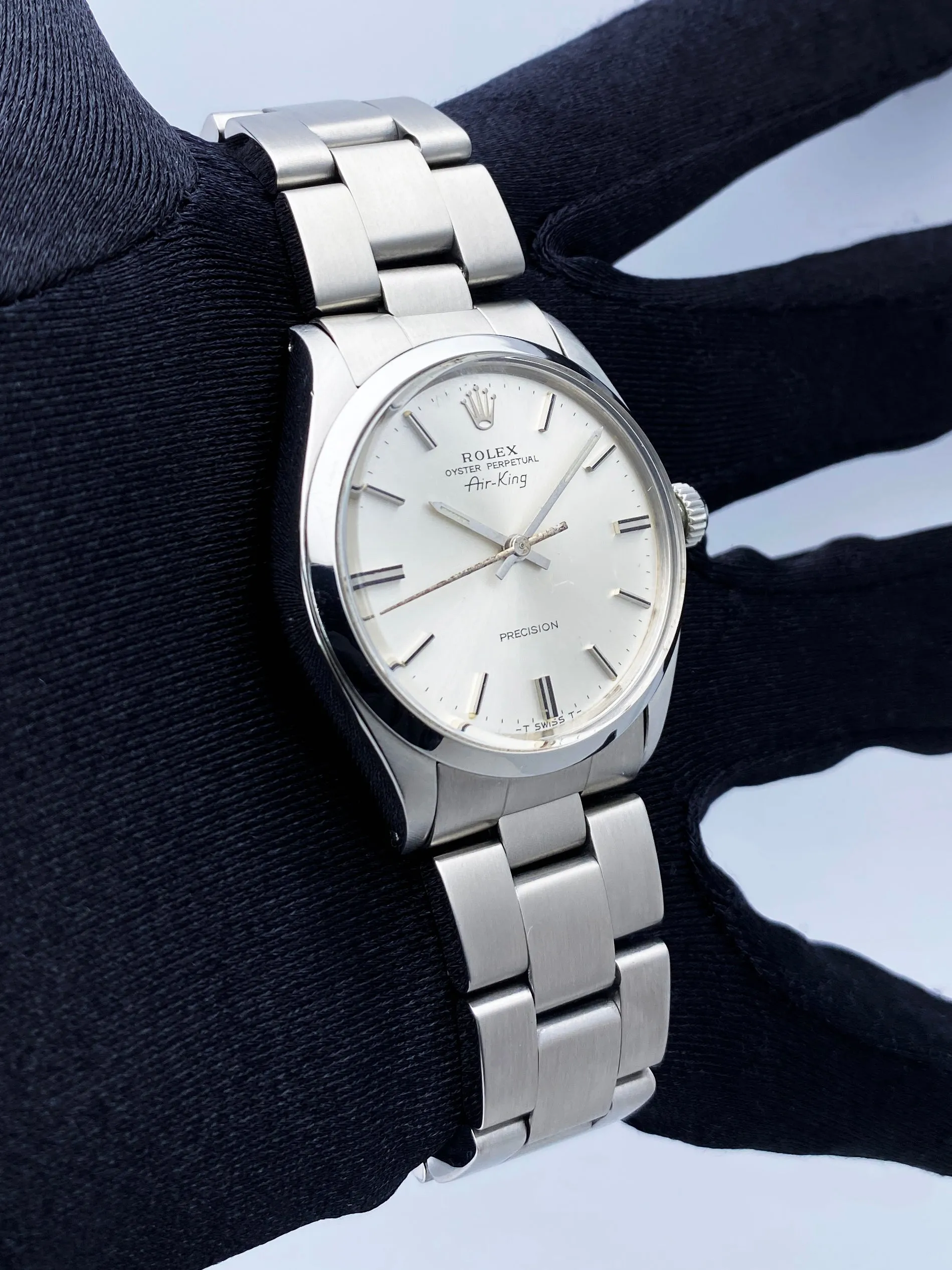 Rolex Air-King 5500 Silver Dial Mens Watch