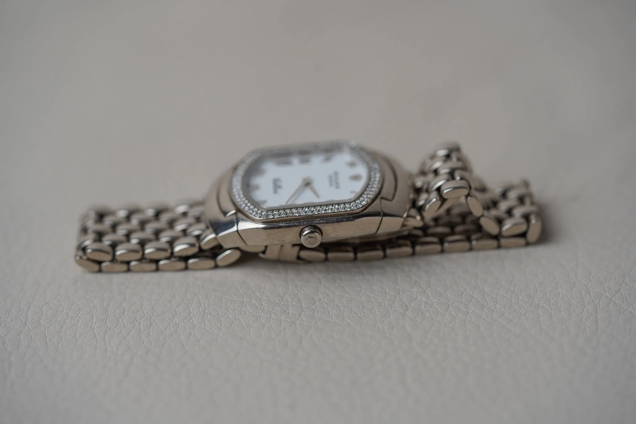 Rolex Cellini Cellissima 18k White Gold Diamond Bezel 6691