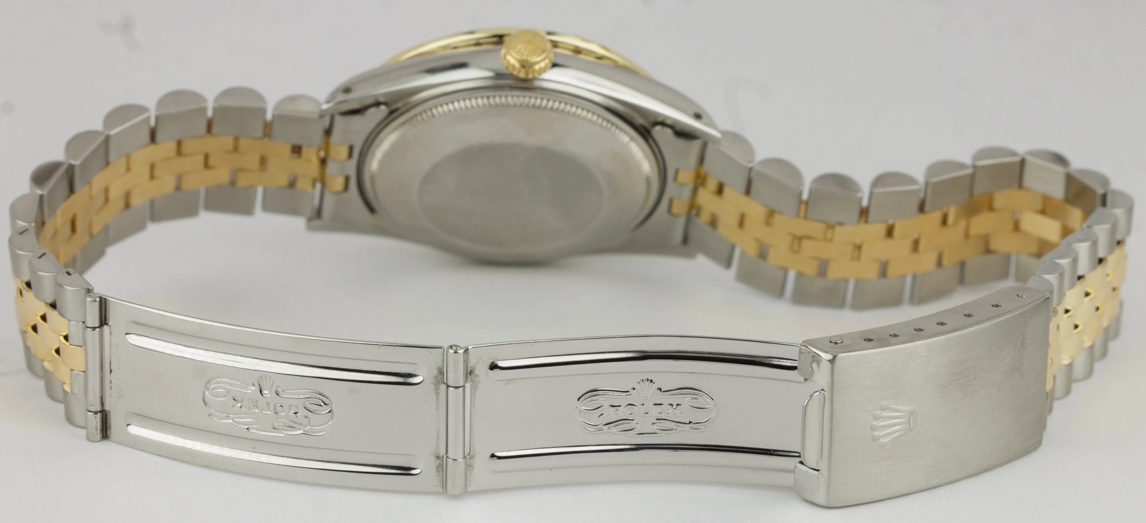 Rolex Date 34mm Two-Tone Stainless Steel Gold Diamond Bezel Watch DateJust 15053