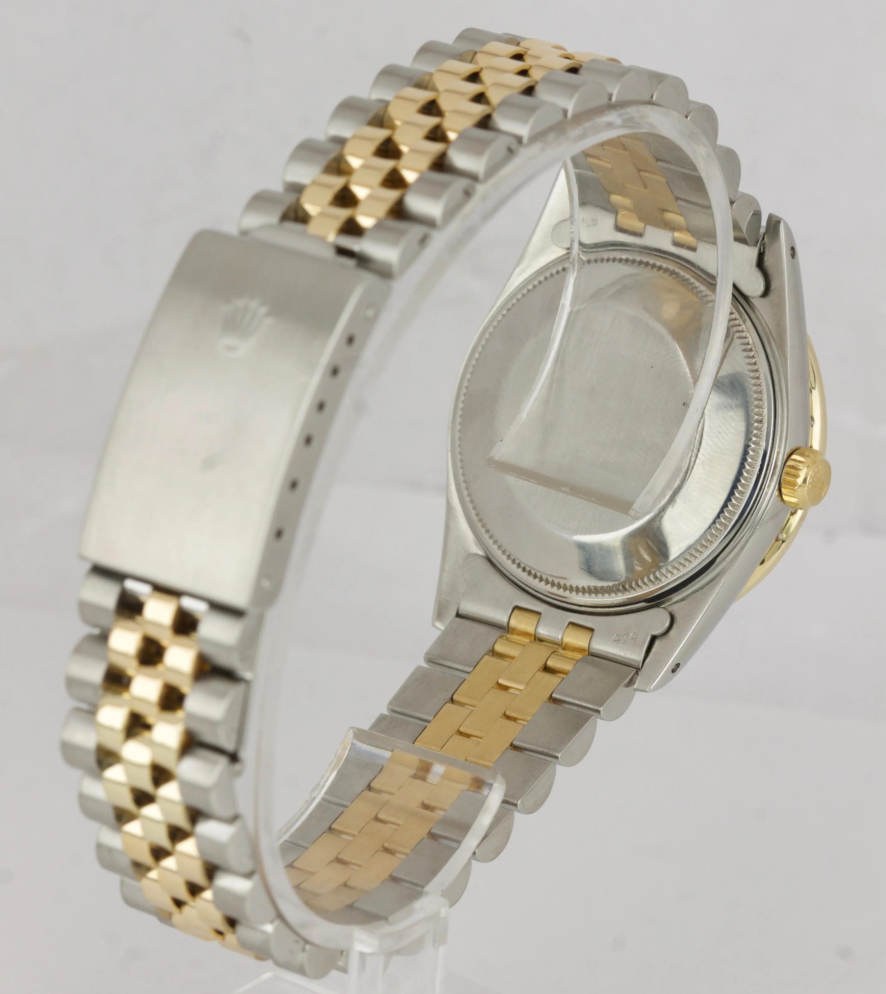 Rolex Date 34mm Two-Tone Stainless Steel Gold Diamond Bezel Watch DateJust 15053
