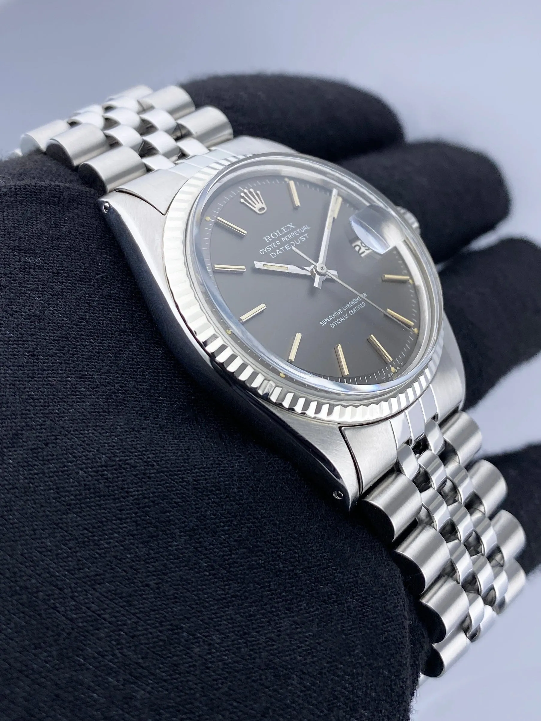 Rolex Datejust 1601 Gray Dial Stainless Steel Mens Watch