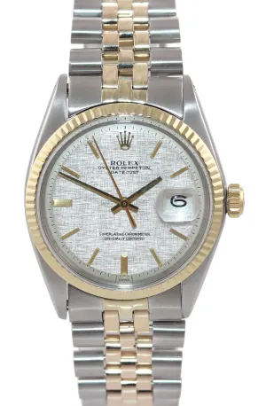 Rolex Datejust 1601 Pie Pan Silver Tapestry Two Tone Gold Jubilee Watch Box