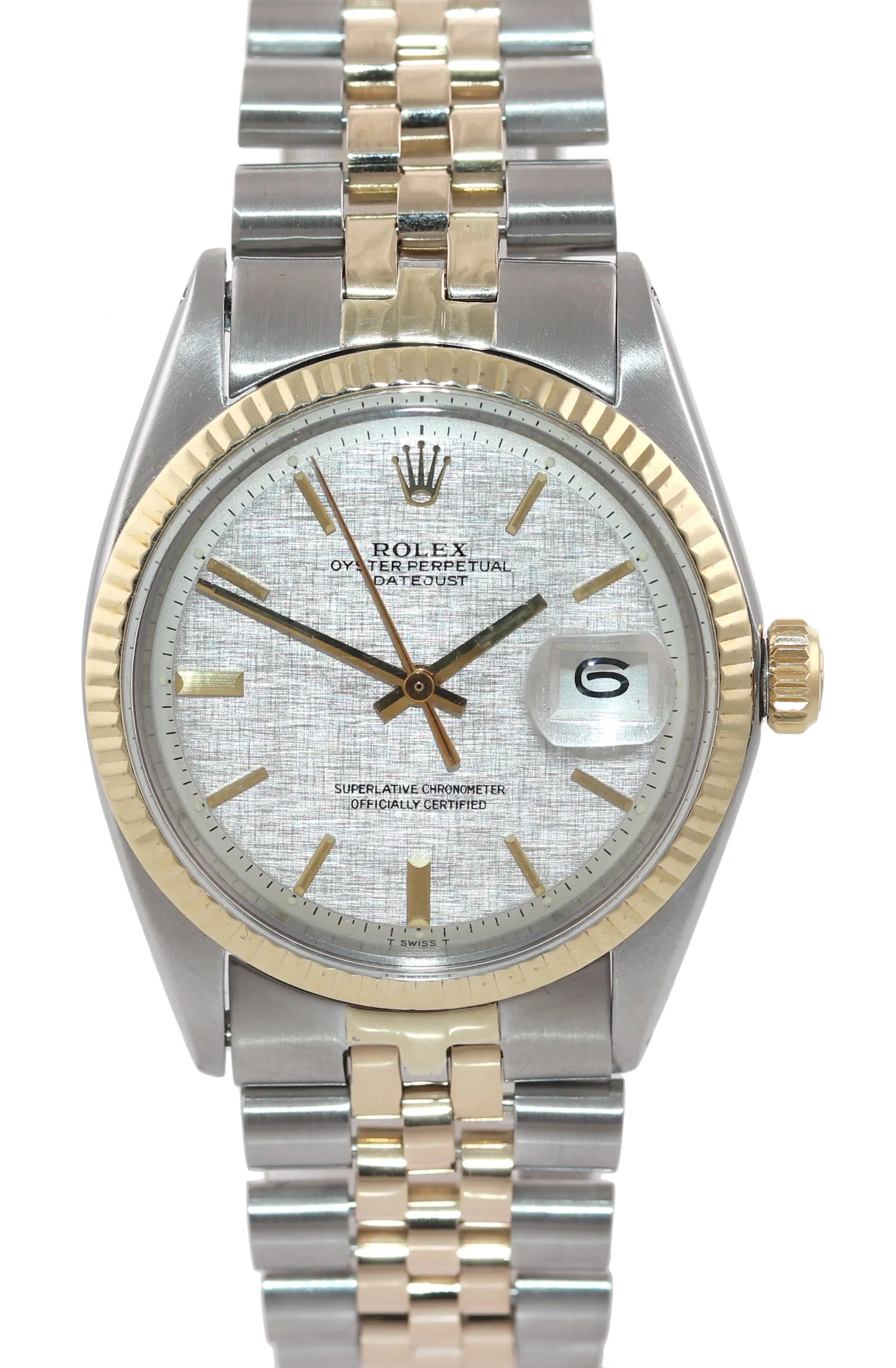 Rolex Datejust 1601 Pie Pan Silver Tapestry Two Tone Gold Jubilee Watch Box