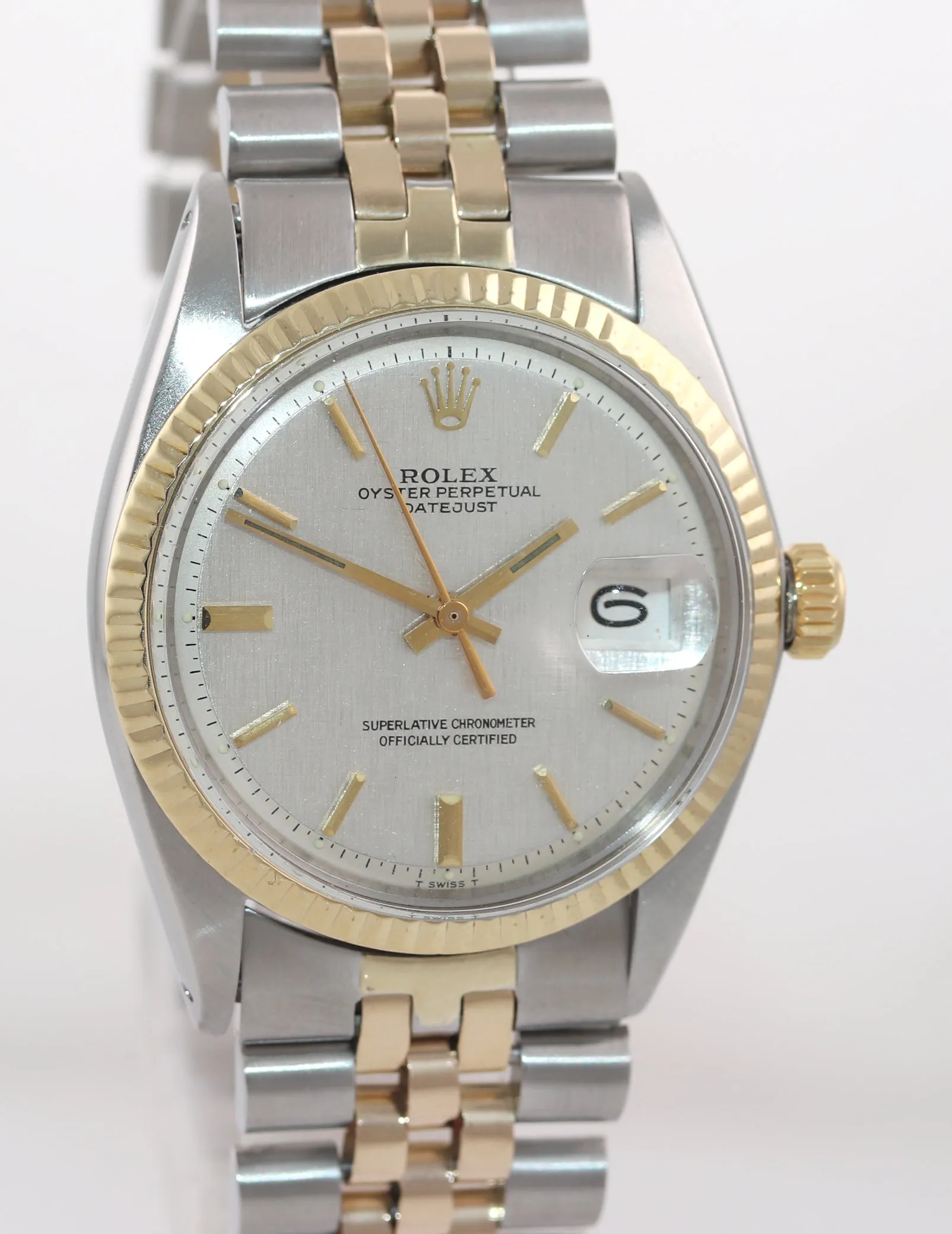 Rolex Datejust 1601 Pie Pan Silver Tapestry Two Tone Gold Jubilee Watch Box