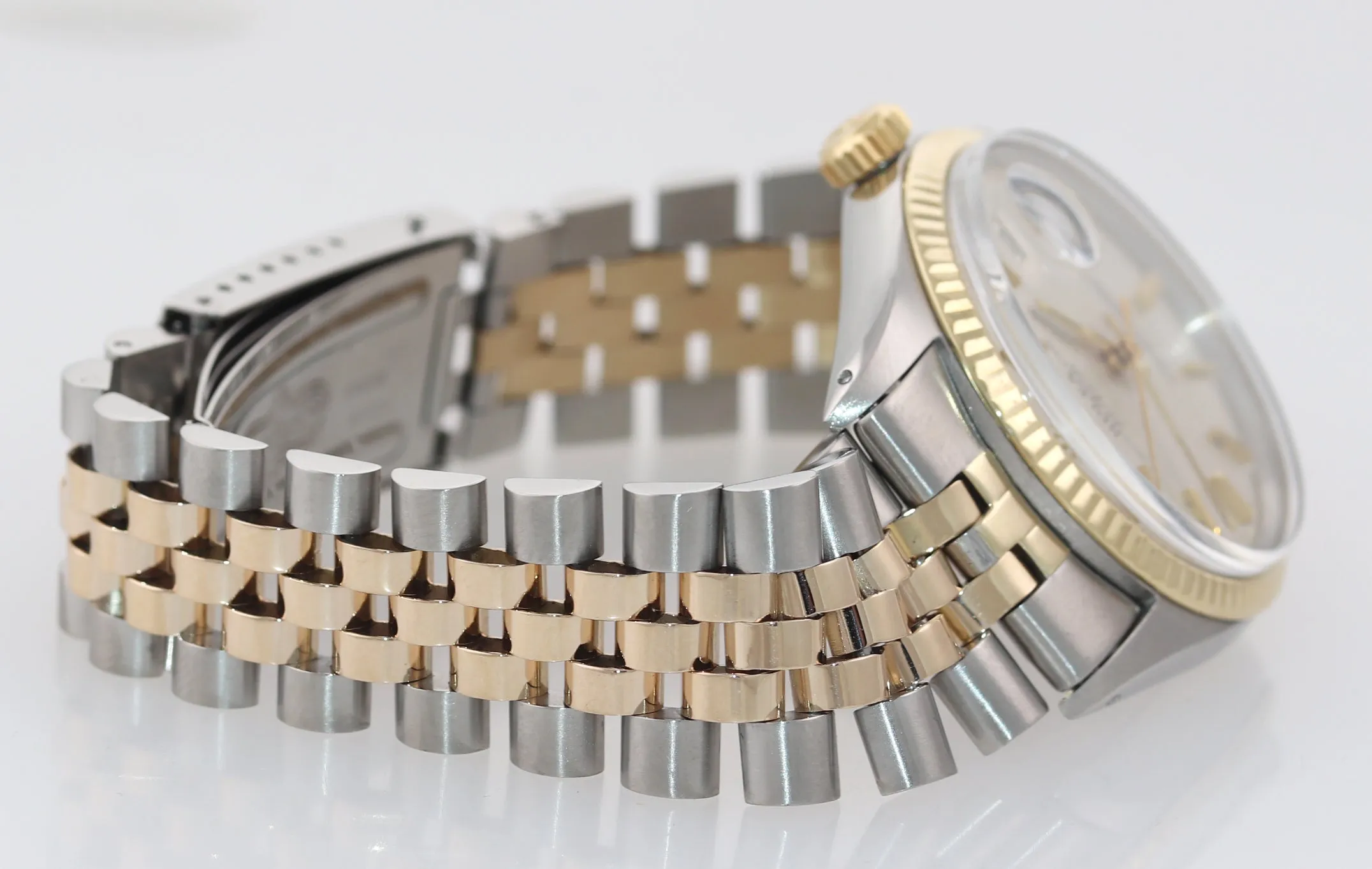 Rolex Datejust 1601 Pie Pan Silver Tapestry Two Tone Gold Jubilee Watch Box