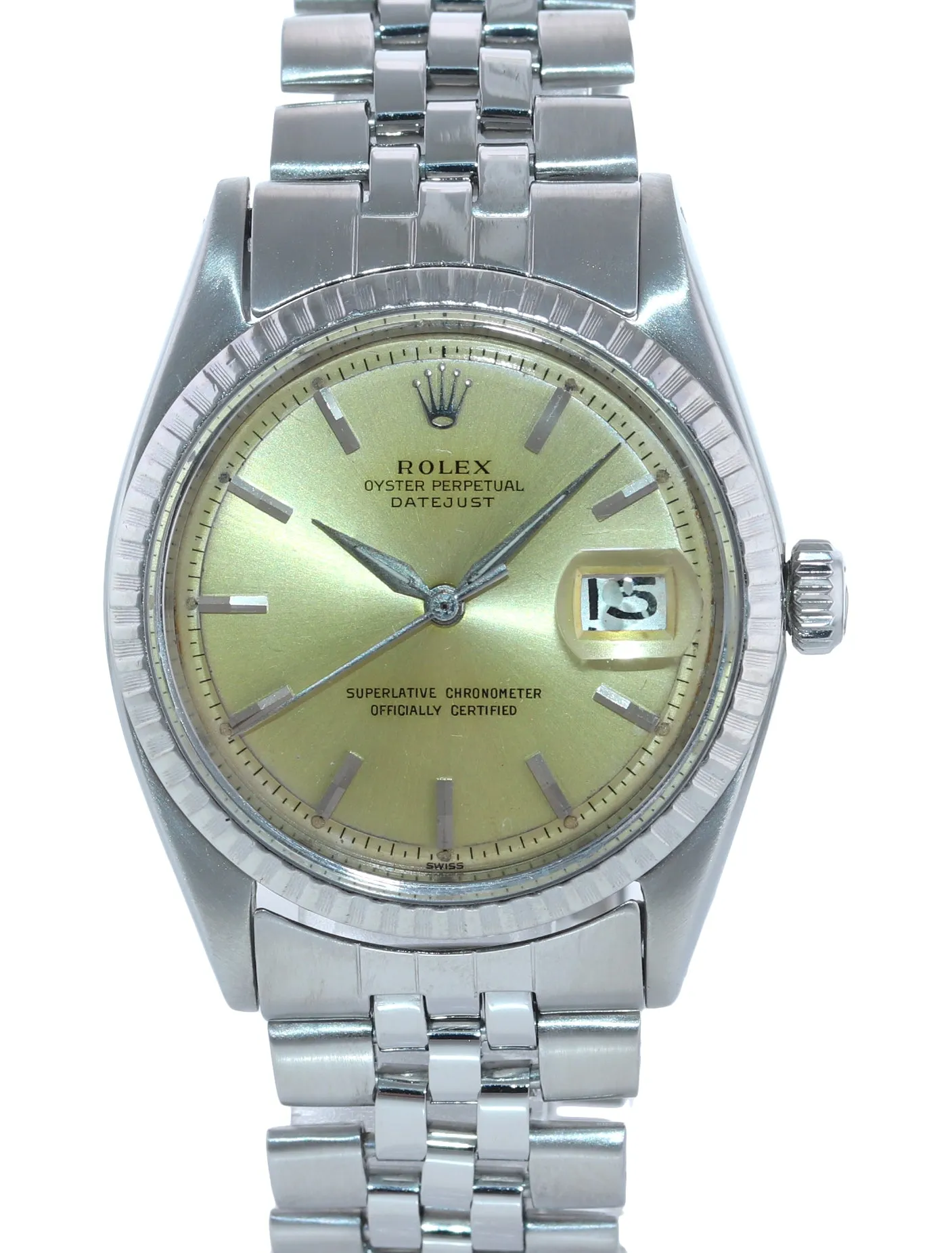 Rolex DateJust 1603 Steel Silver Jubilee Band Date Fluted 36mm Watch Box
