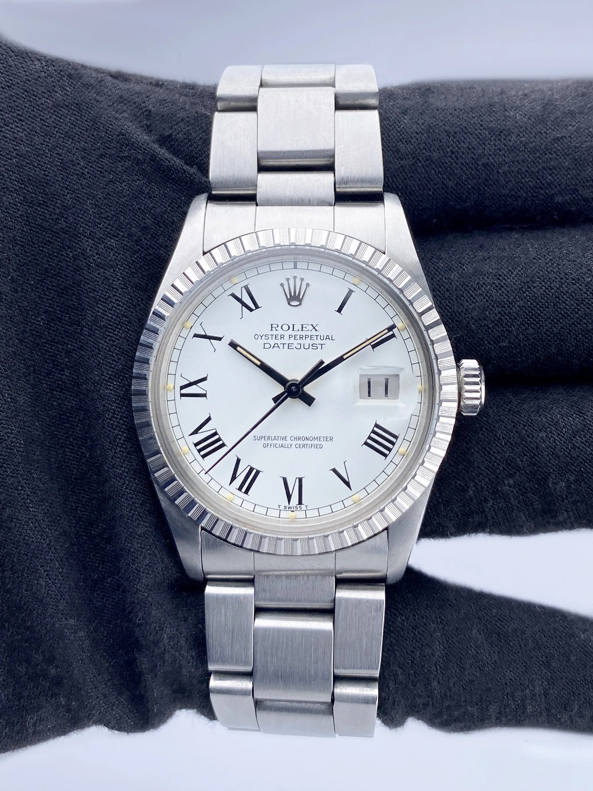 Rolex Datejust 16030 White Buckley Dial Mens Watch