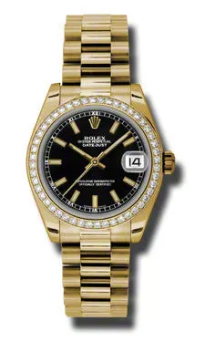 Rolex - Datejust 31mm - Gold President Yellow Gold - Diamond Bezel