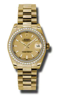 Rolex - Datejust 31mm - Gold President Yellow Gold - Diamond Bezel
