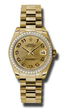 Rolex - Datejust 31mm - Gold President Yellow Gold - Diamond Bezel