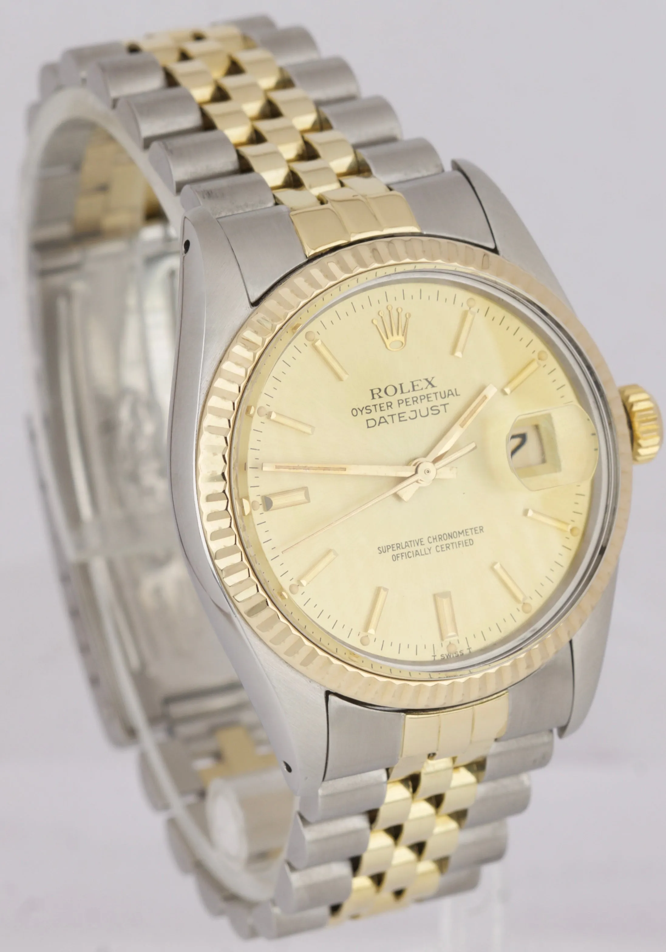Rolex DateJust 36mm 16013 Two-Tone Yellow Gold Stainless Champagne Jubilee Watch