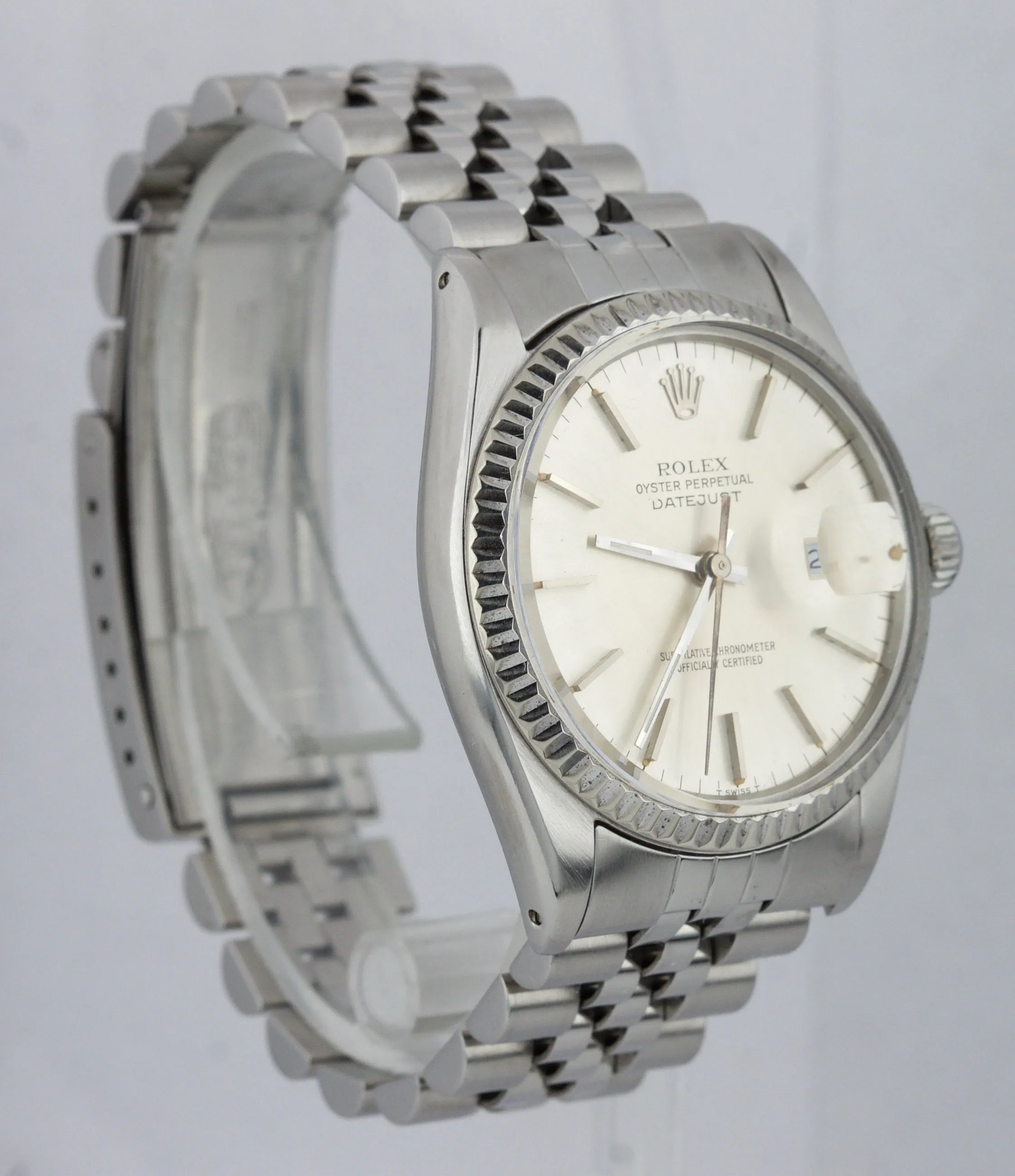 Rolex DateJust 36mm 16014 Stainless Steel Silver White Gold Jubilee Watch 16030