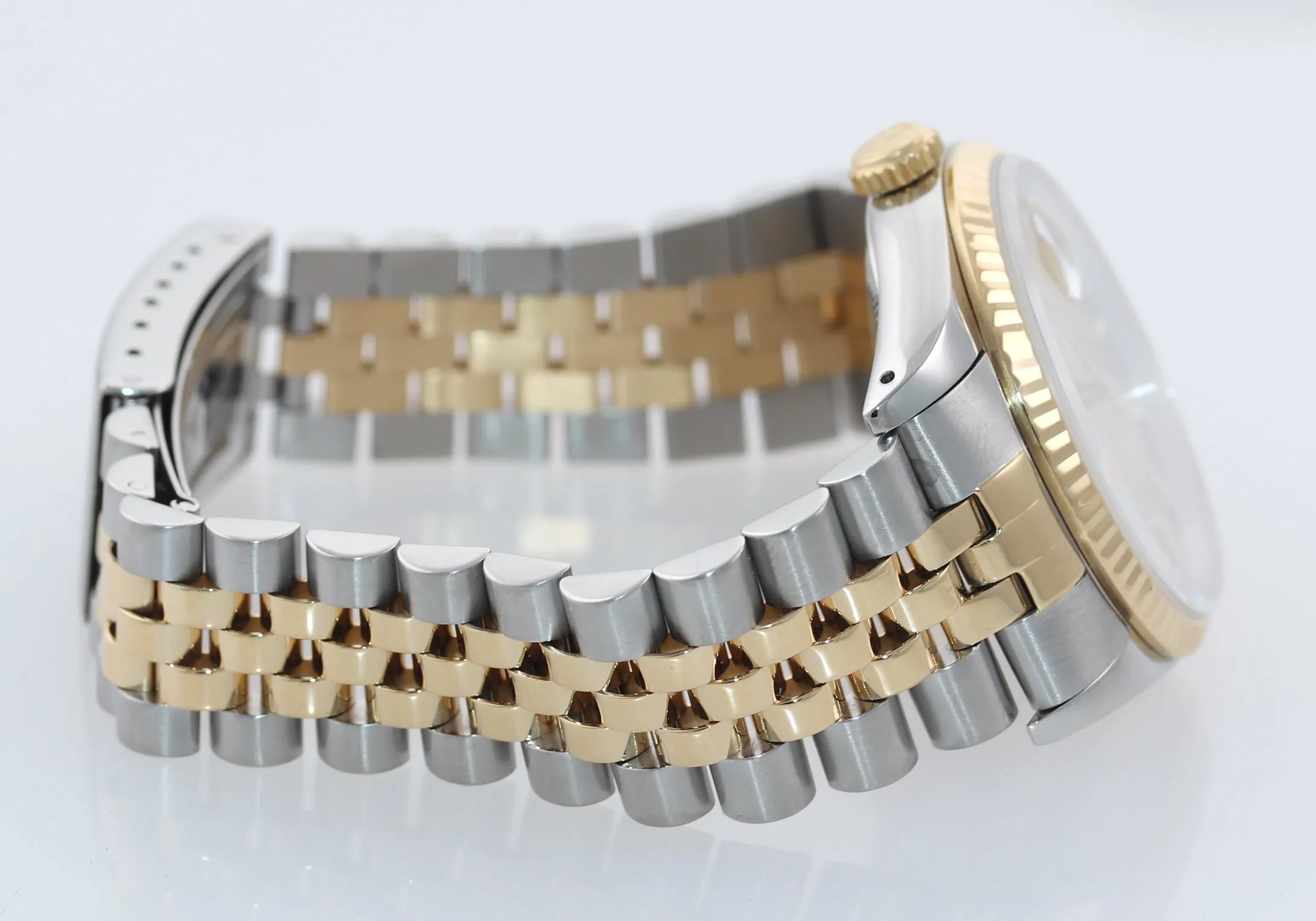 Rolex DateJust 36mm 16233 Two Tone 18k Gold Jubilee Champagne Stick Watch Box