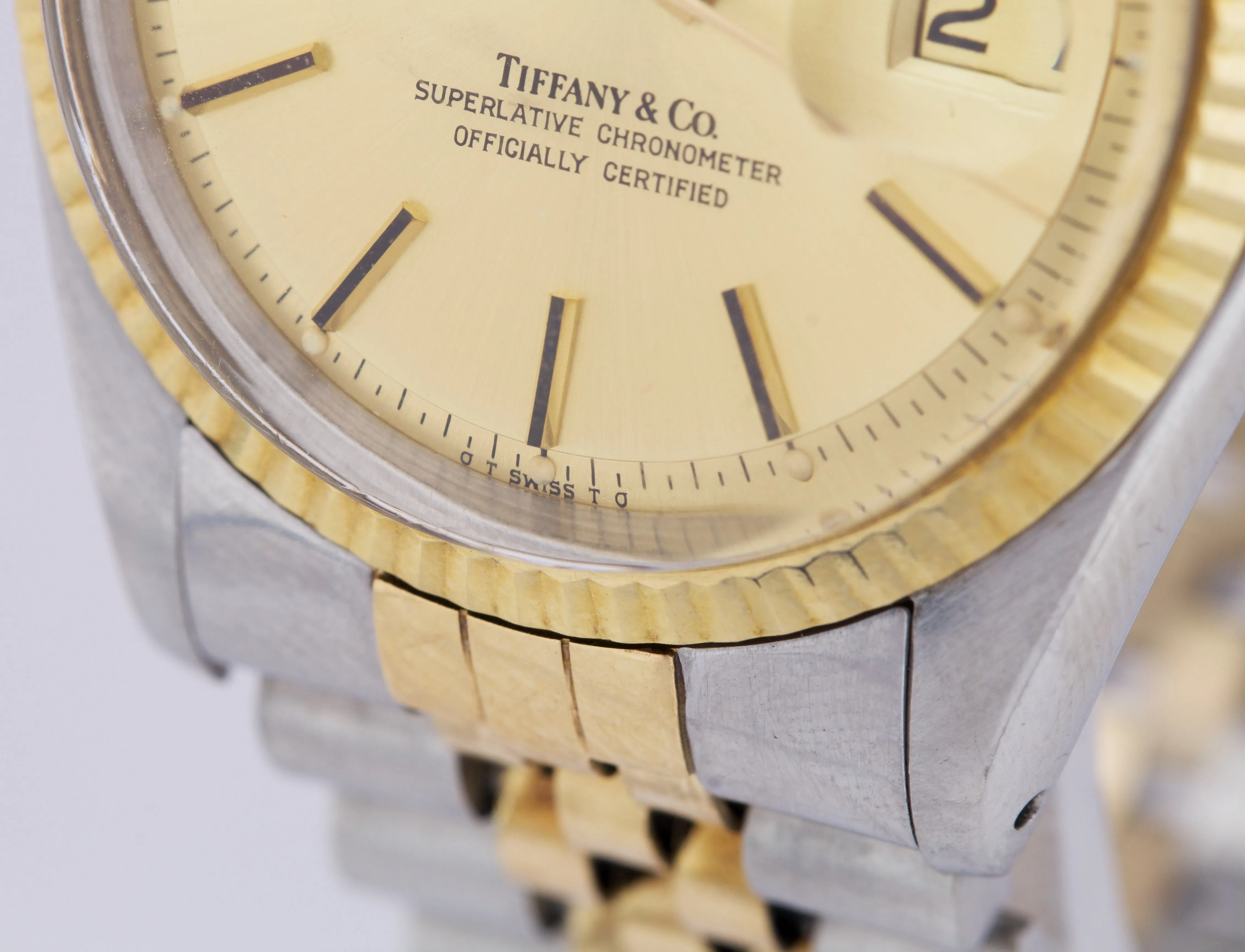 Rolex DateJust 36mm Tiffany & Co Dial Champagne Two-Tone Gold Jubilee Watch 1601