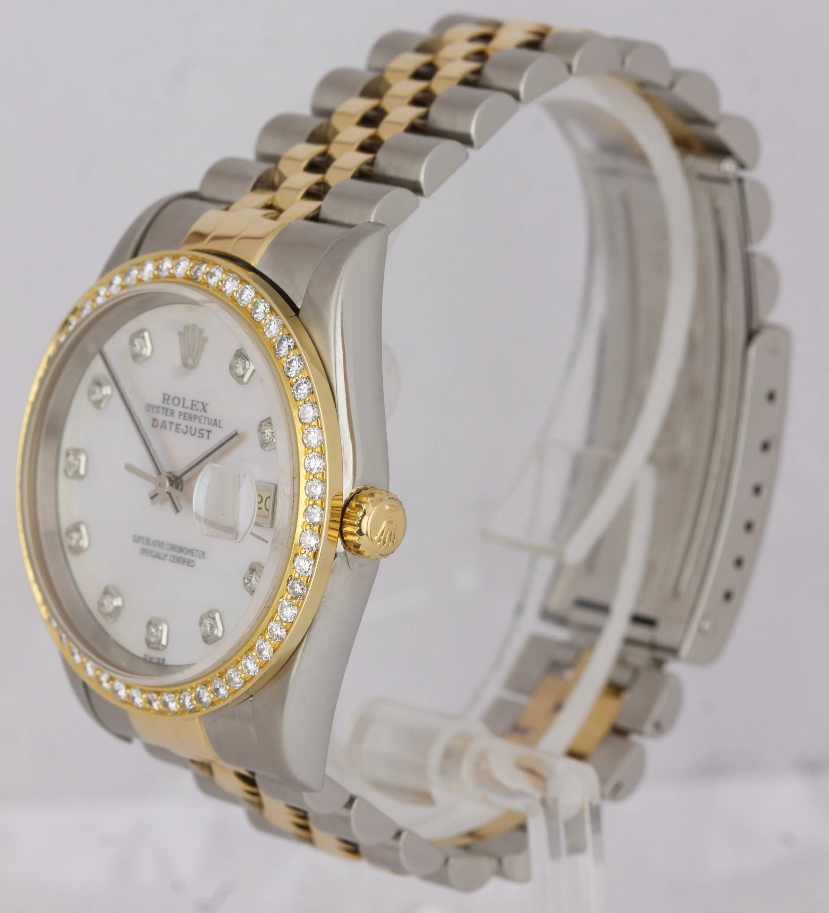 Rolex DateJust 36mm Two-Tone Stainless Gold Jubilee Diamond MOP Date Watch 16233