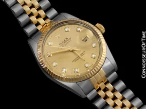 Rolex Datejust Mens 2-Tone Quick Set Watch - Champagne Diamond Dial - Stainless Steel & 18K Gold