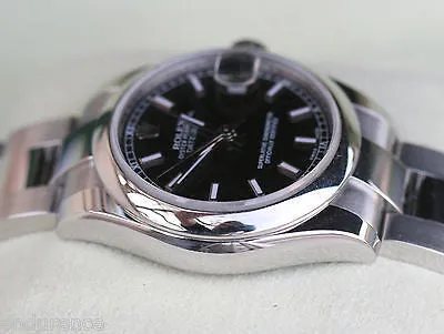 ROLEX DATEJUST MIDSIZE LADIES WATCH 178240 STAINLESS STEEL BLACK DIAL