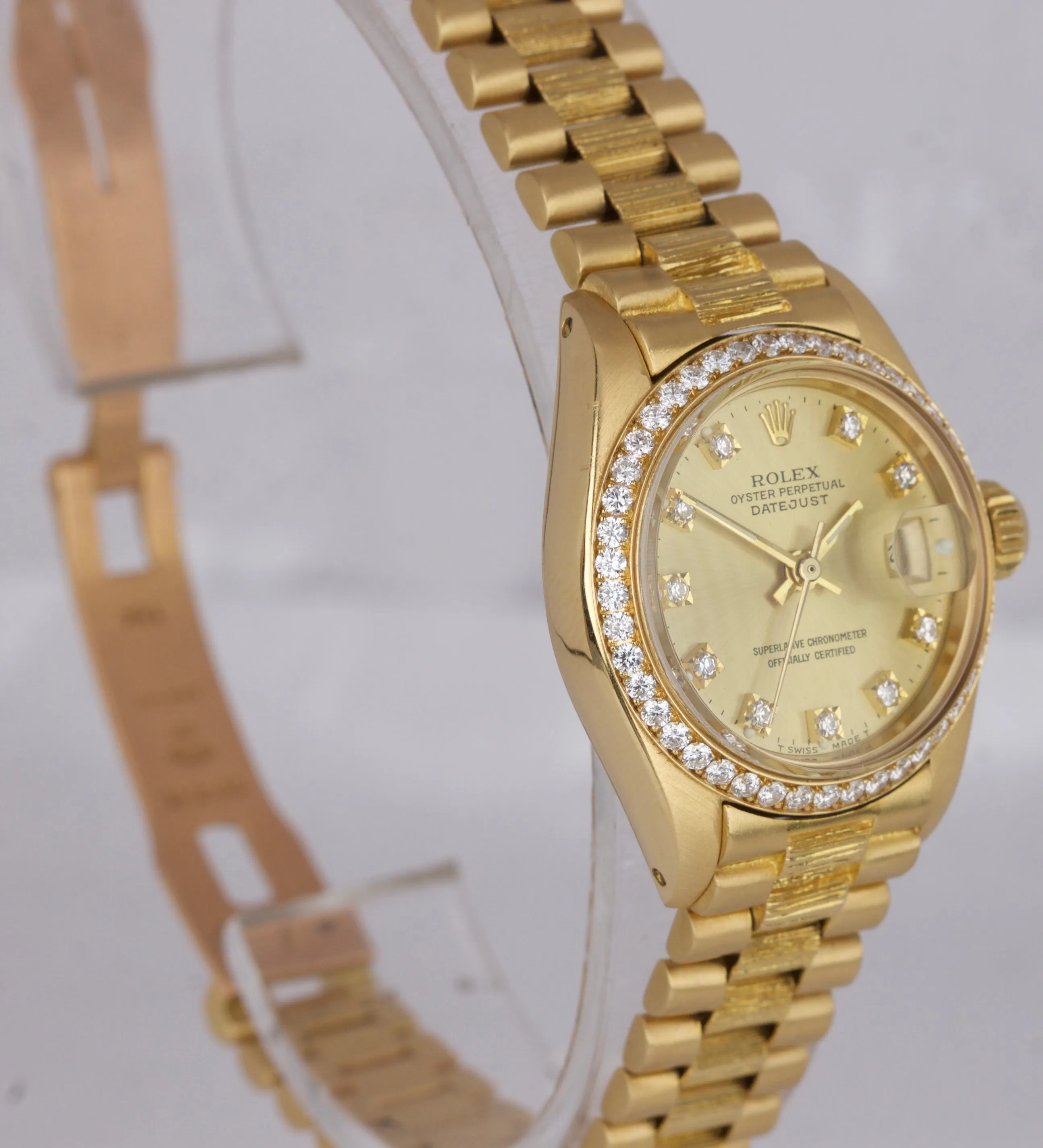 Rolex DateJust President Diamond Champagne 26mm Bark 18K Yellow Gold Watch 6927