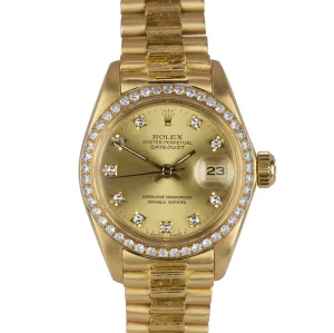 Rolex DateJust President Diamond Champagne 26mm Bark 18K Yellow Gold Watch 6927