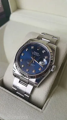 ROLEX DATEJUST STEEL MODEL 116234 BLUE DIAMOND DIAL 18K WHITE GOLD BEZEL