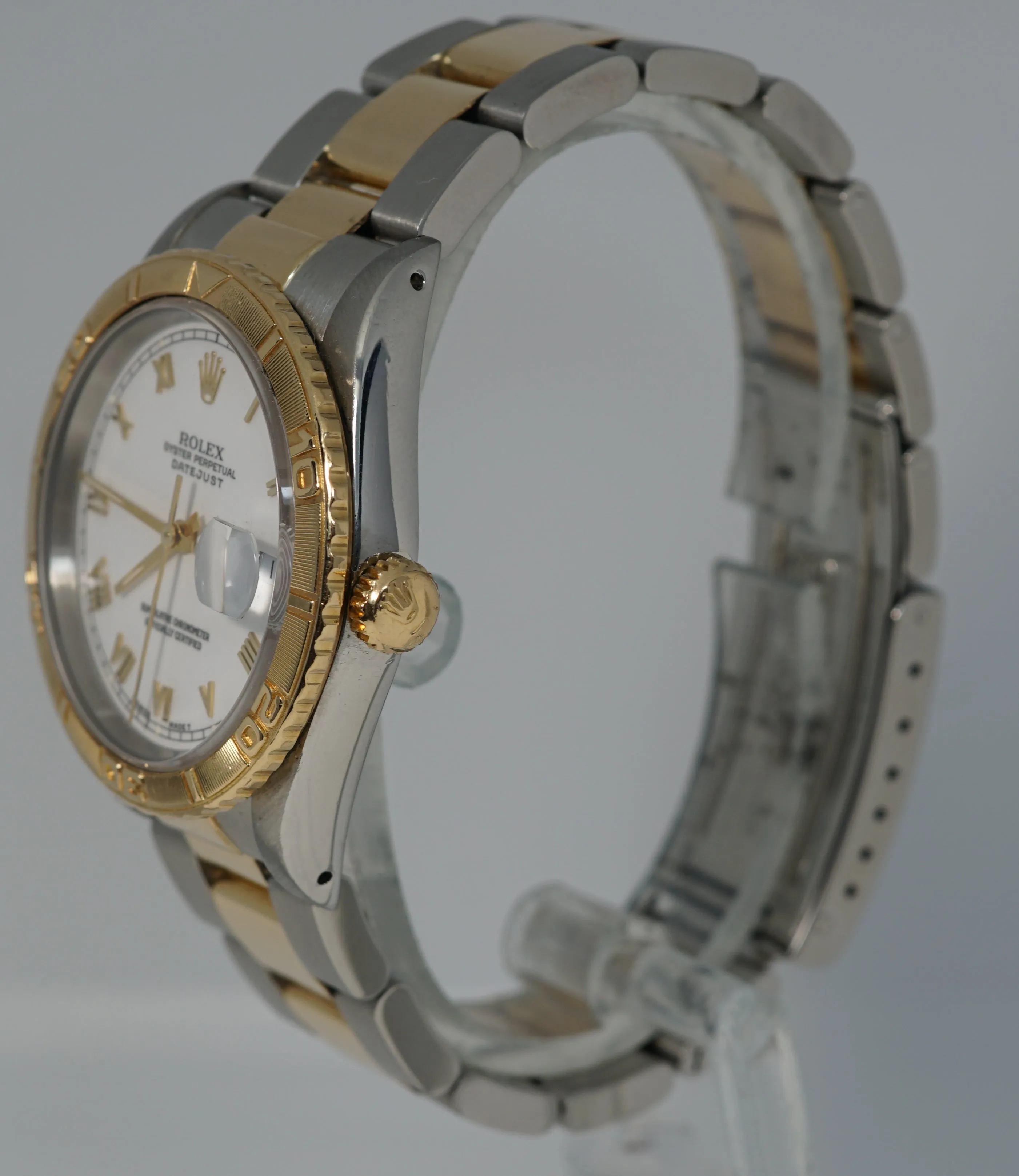 Rolex DateJust Turn-O-Graph Thunderbird Two-Tone White Roman Oyster Watch 16263