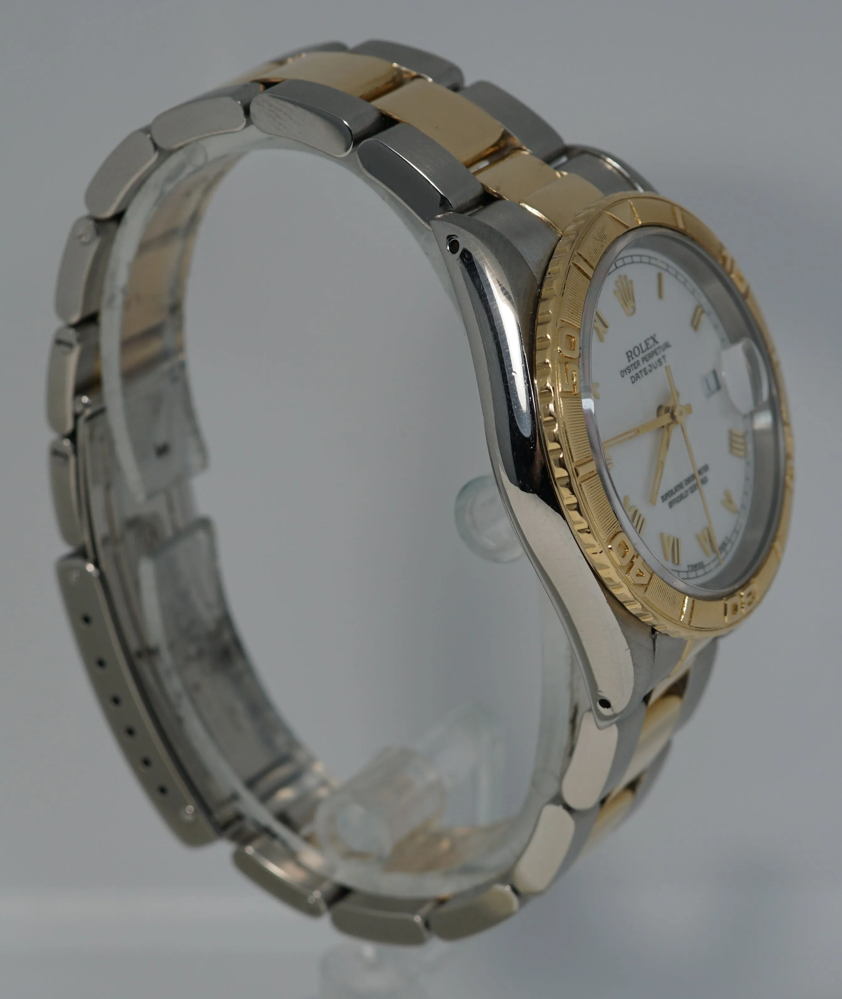 Rolex DateJust Turn-O-Graph Thunderbird Two-Tone White Roman Oyster Watch 16263