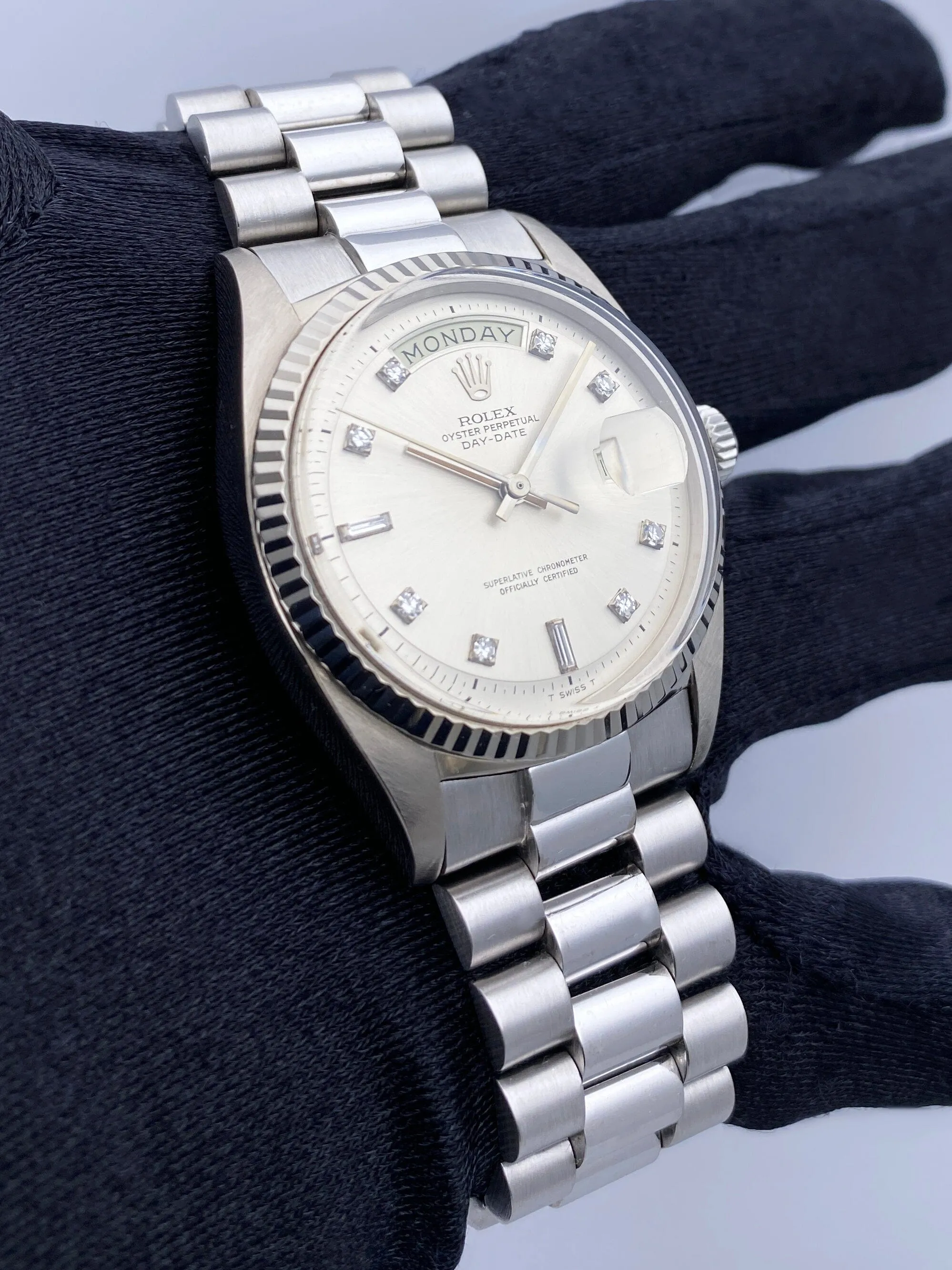 Rolex Day-Date 1803 Diamond 18K White Gold Mens Watch