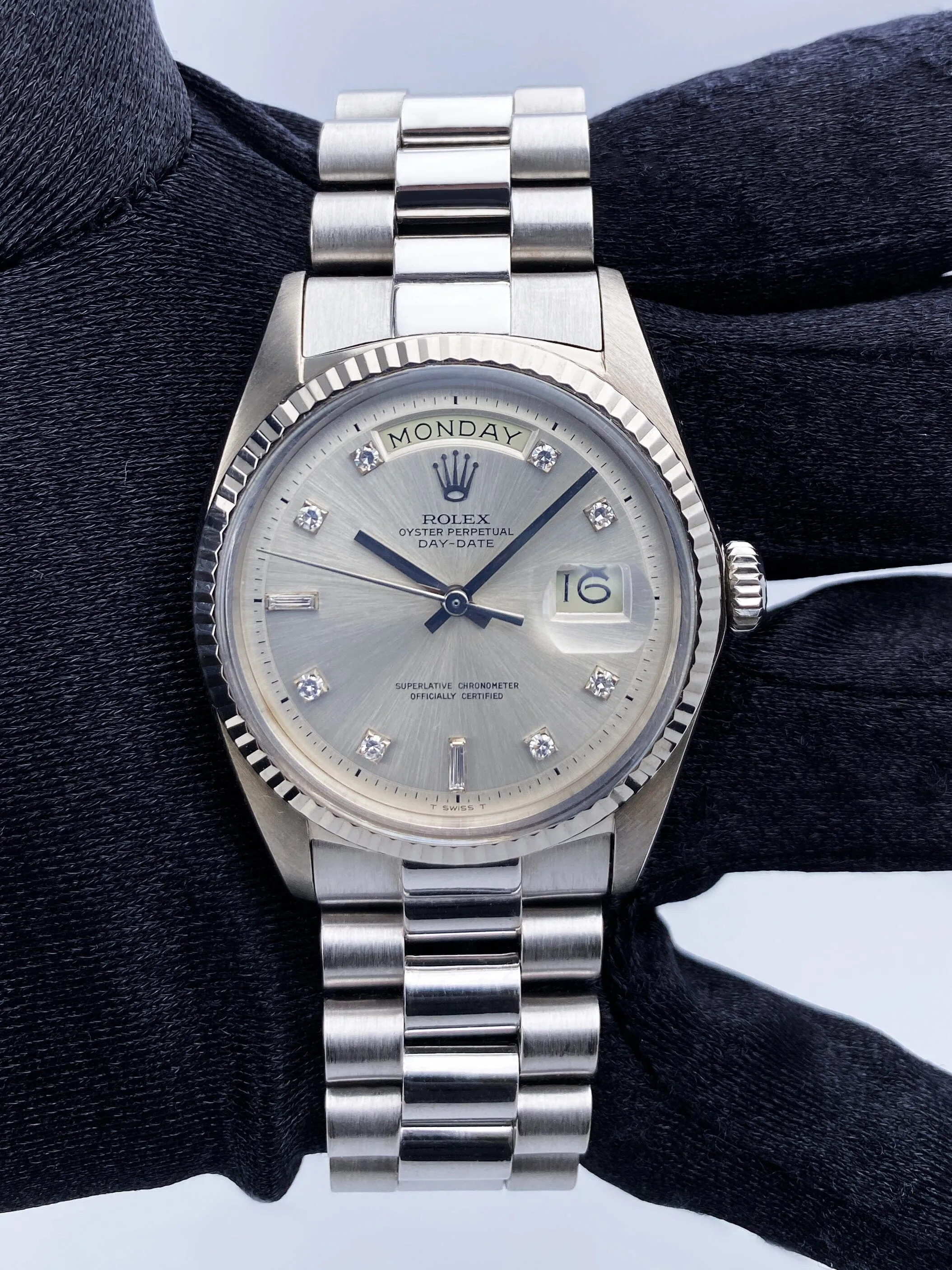 Rolex Day-Date 1803 Diamond 18K White Gold Mens Watch