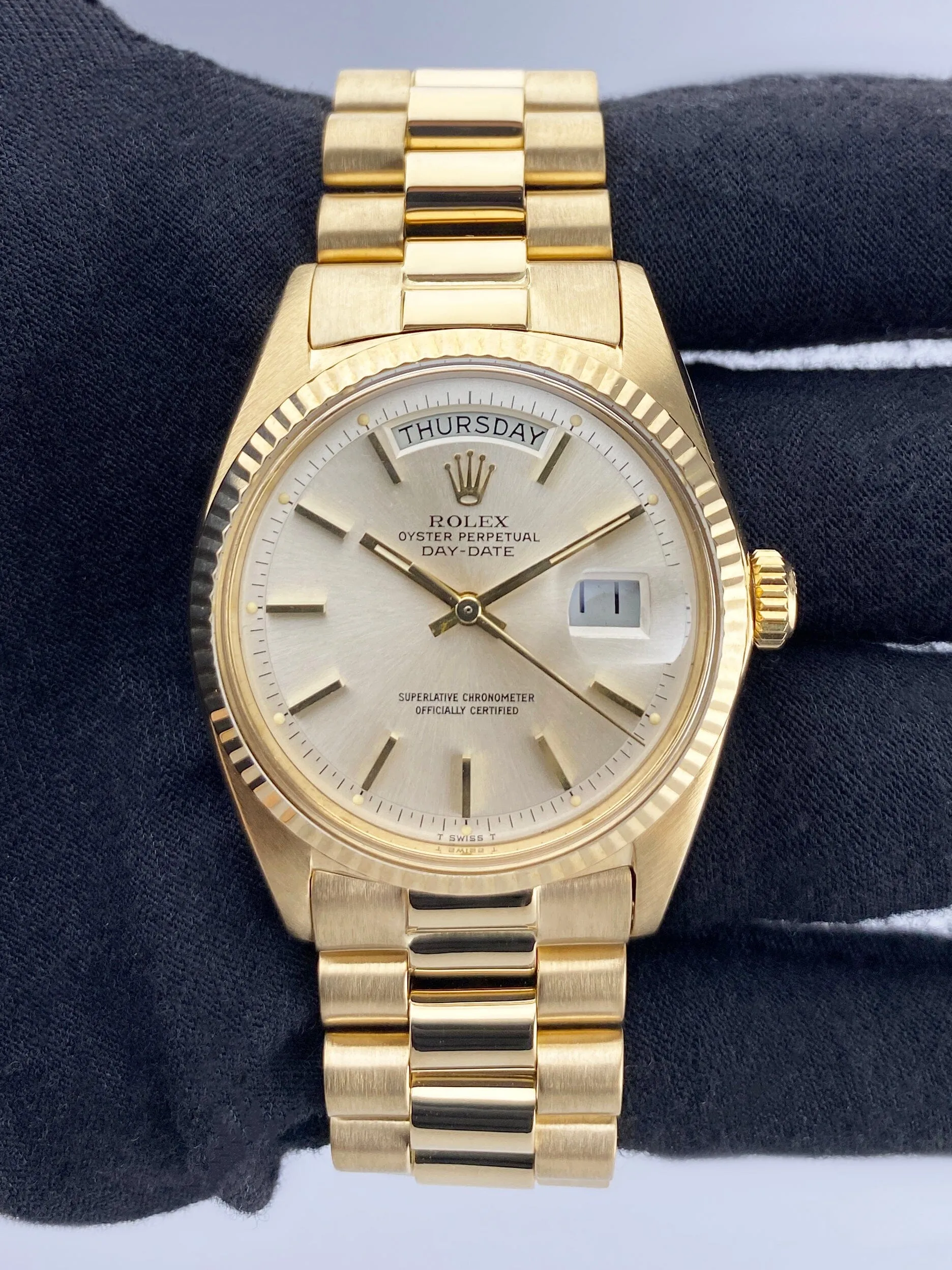 Rolex Day Date 1803 Silver Dial 18K Yellow Gold Mens Watch