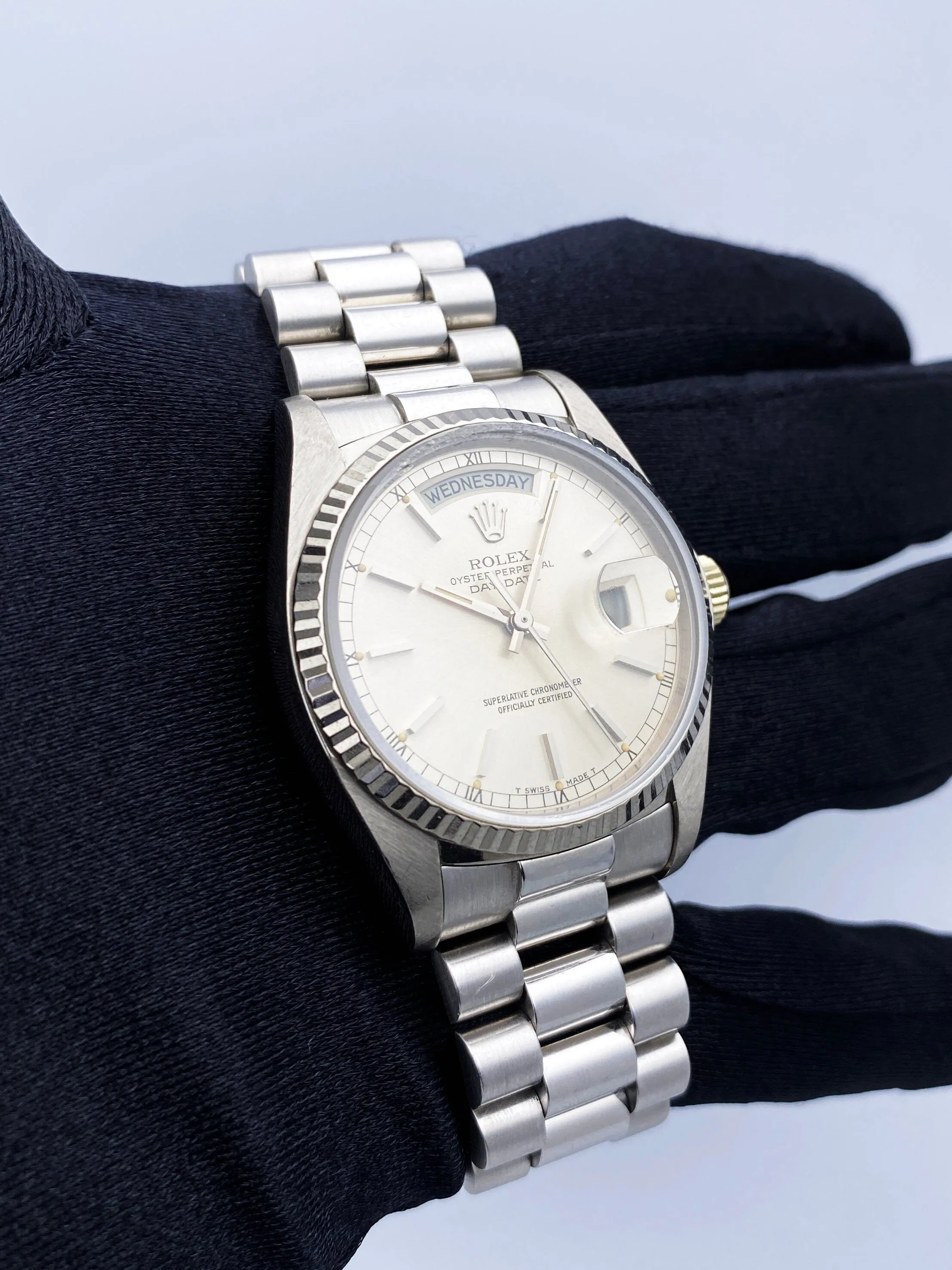 Rolex Day-Date 18039 18K White Gold Mens Watch