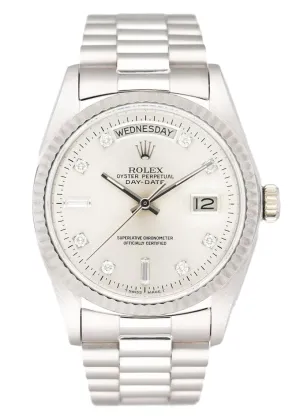 Rolex Day-Date 18039 Diamond Dial 18K White Gold Mens Watch