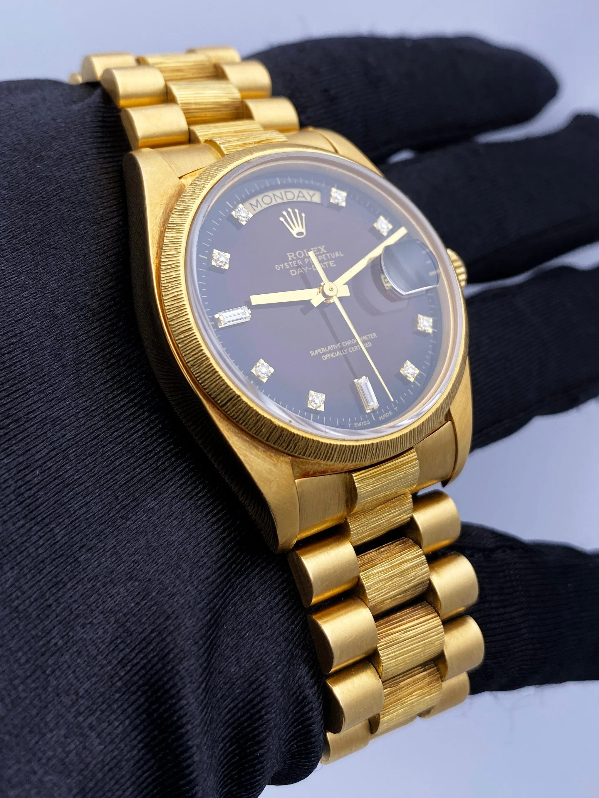 Rolex Day Date 18078 Brown Vignette Diamond Dial Yellow Gold Mens Watch