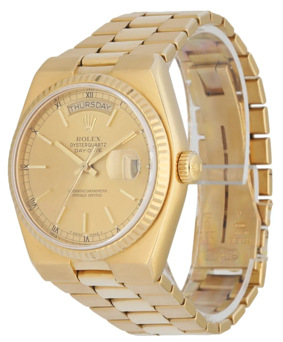 Rolex Day Date Oysterquartz 19018 18K Yellow Gold Men's Watch