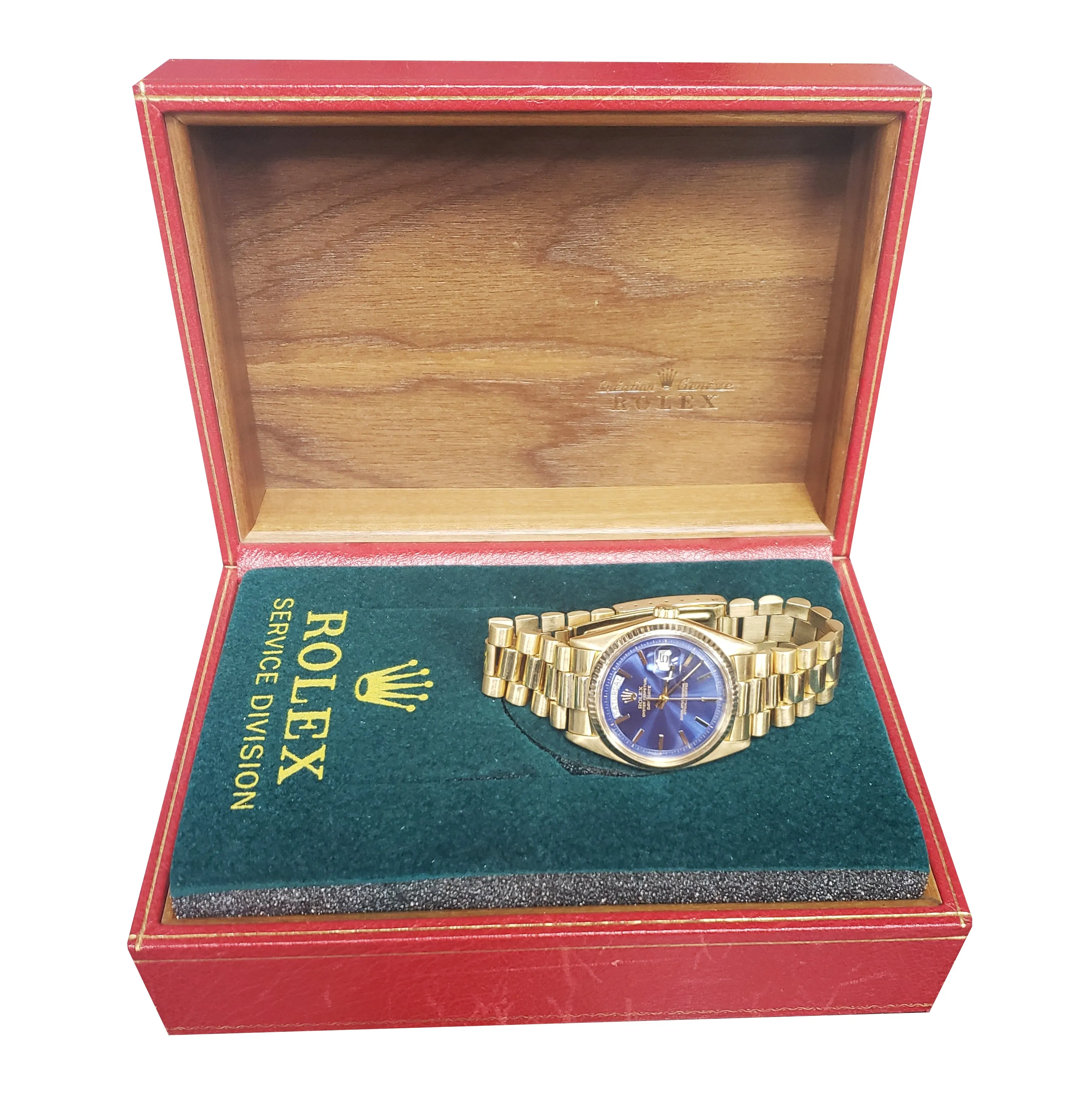 Rolex Day-Date President 1803 Pie-Pan Blue 36mm 18K Yellow Gold Watch 18038