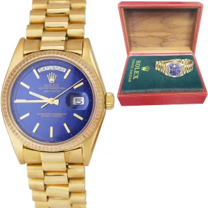 Rolex Day-Date President 1803 Pie-Pan Blue 36mm 18K Yellow Gold Watch 18038