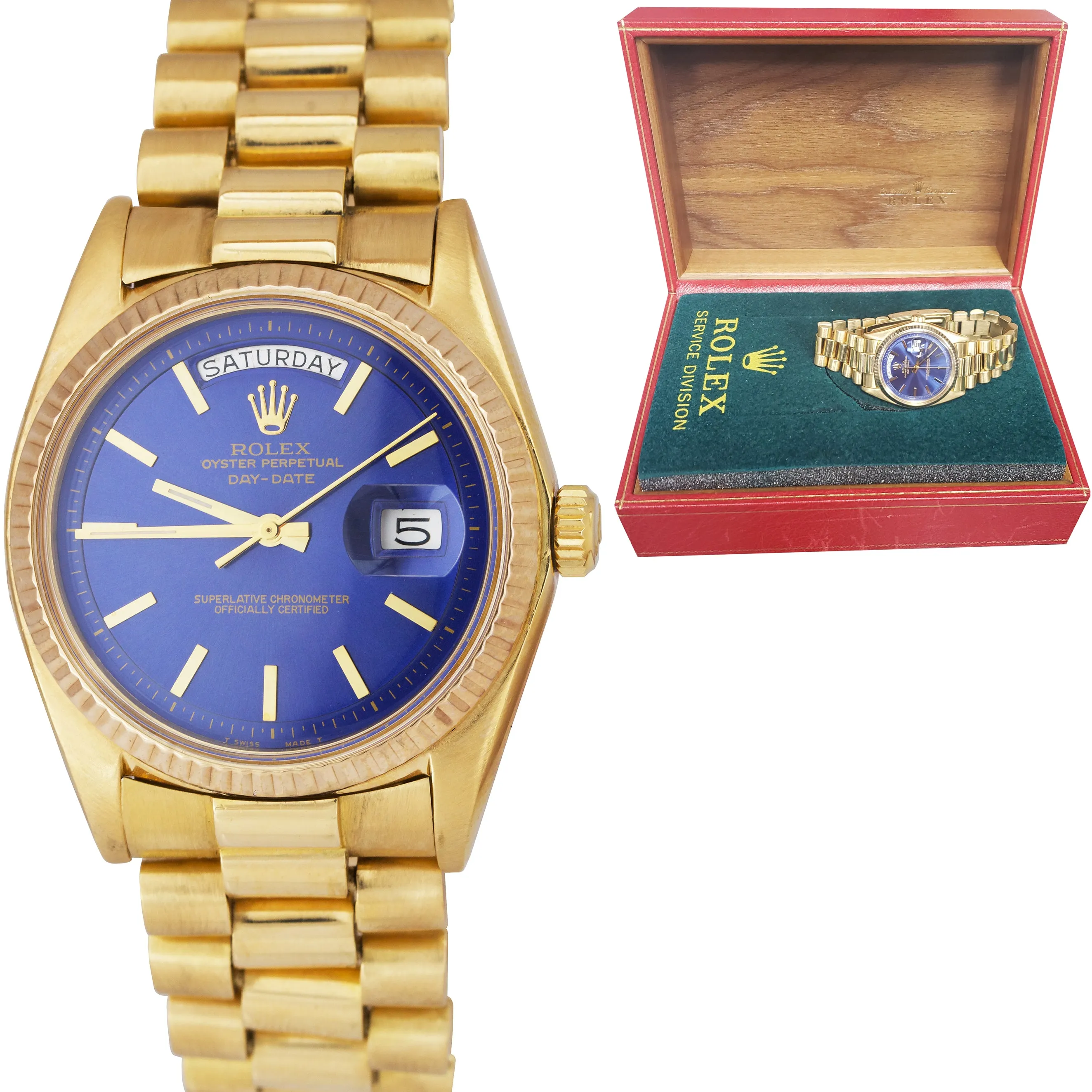 Rolex Day-Date President 1803 Pie-Pan Blue 36mm 18K Yellow Gold Watch 18038