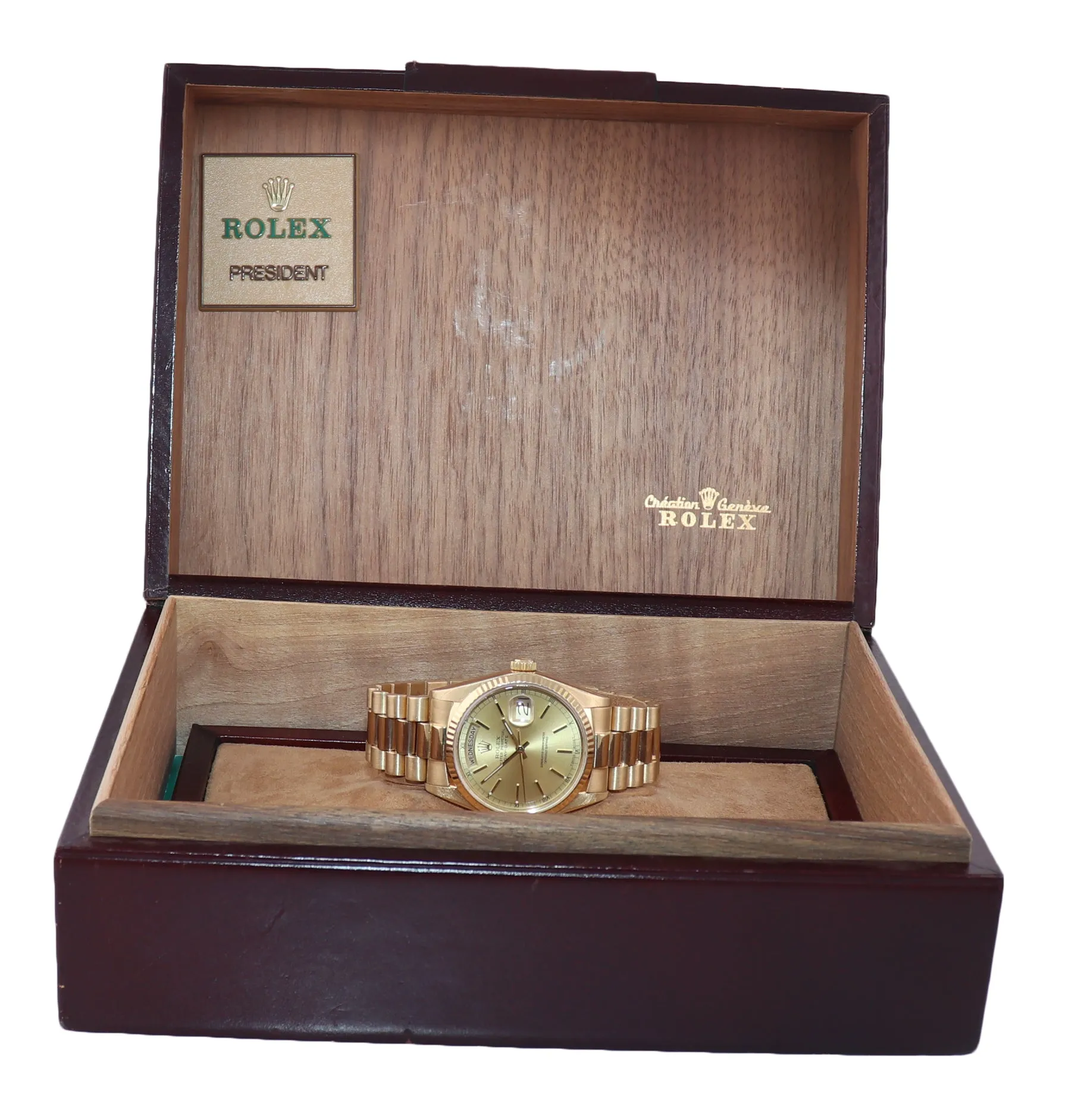 Rolex Day-Date President 18038 18k Yellow Gold Champagne Quickset 36mm Watch