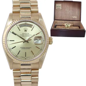 Rolex Day-Date President 18038 18k Yellow Gold Champagne Quickset 36mm Watch