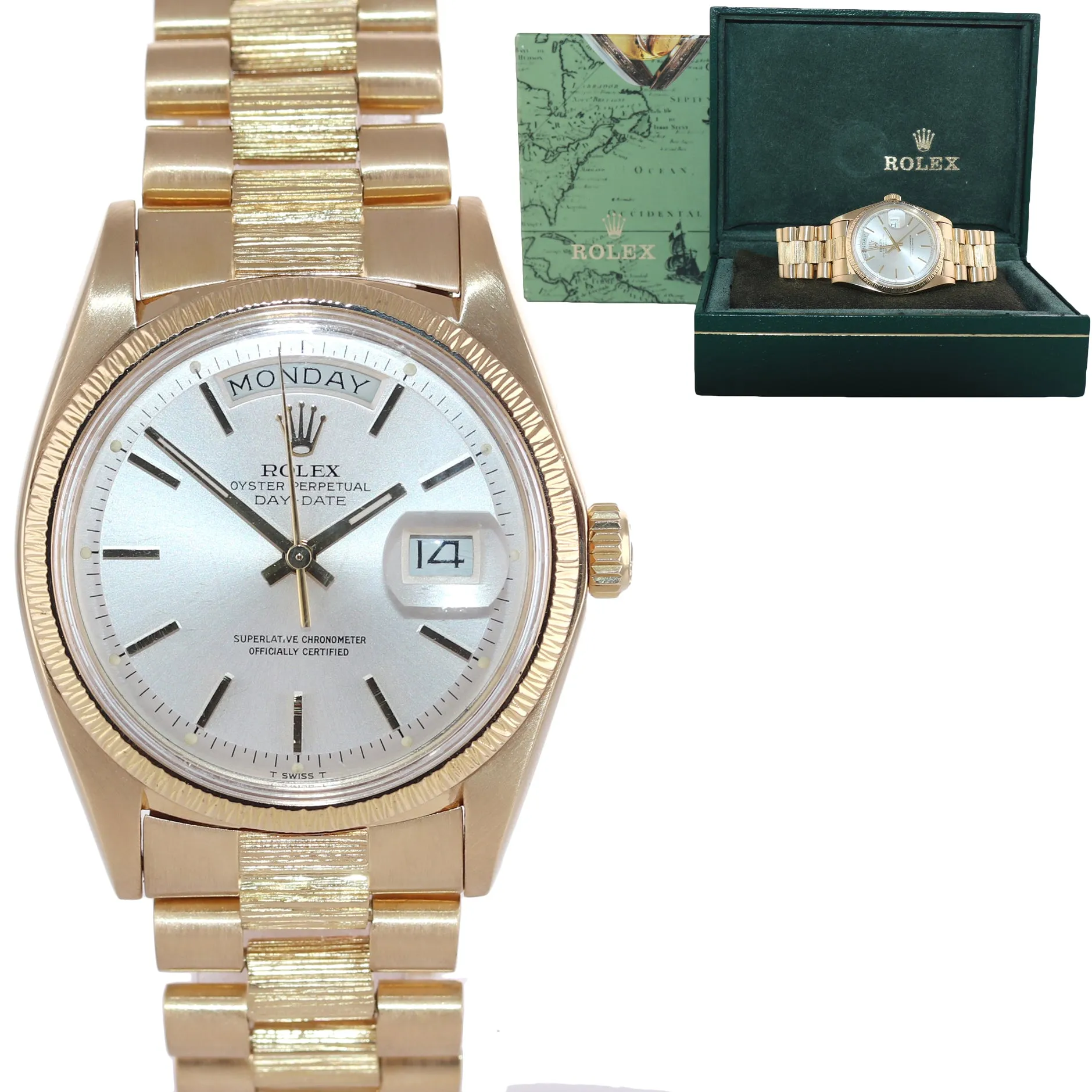 Rolex Day-Date President 36mm 1807 Champagne 18K Yellow Gold Bark Watch 18038