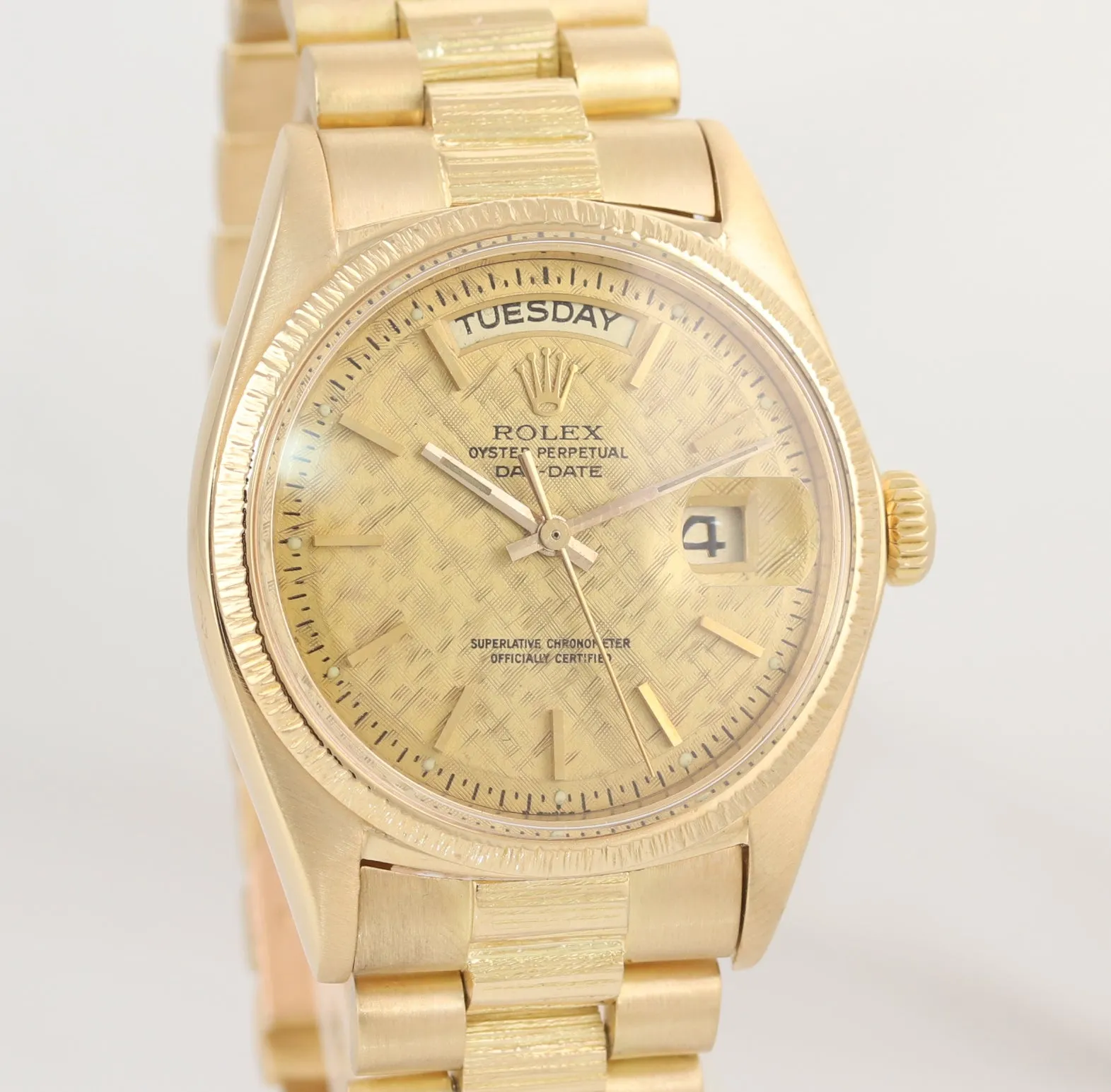 Rolex Day-Date President 36mm 1807 Champagne 18K Yellow Gold Bark Watch 18038