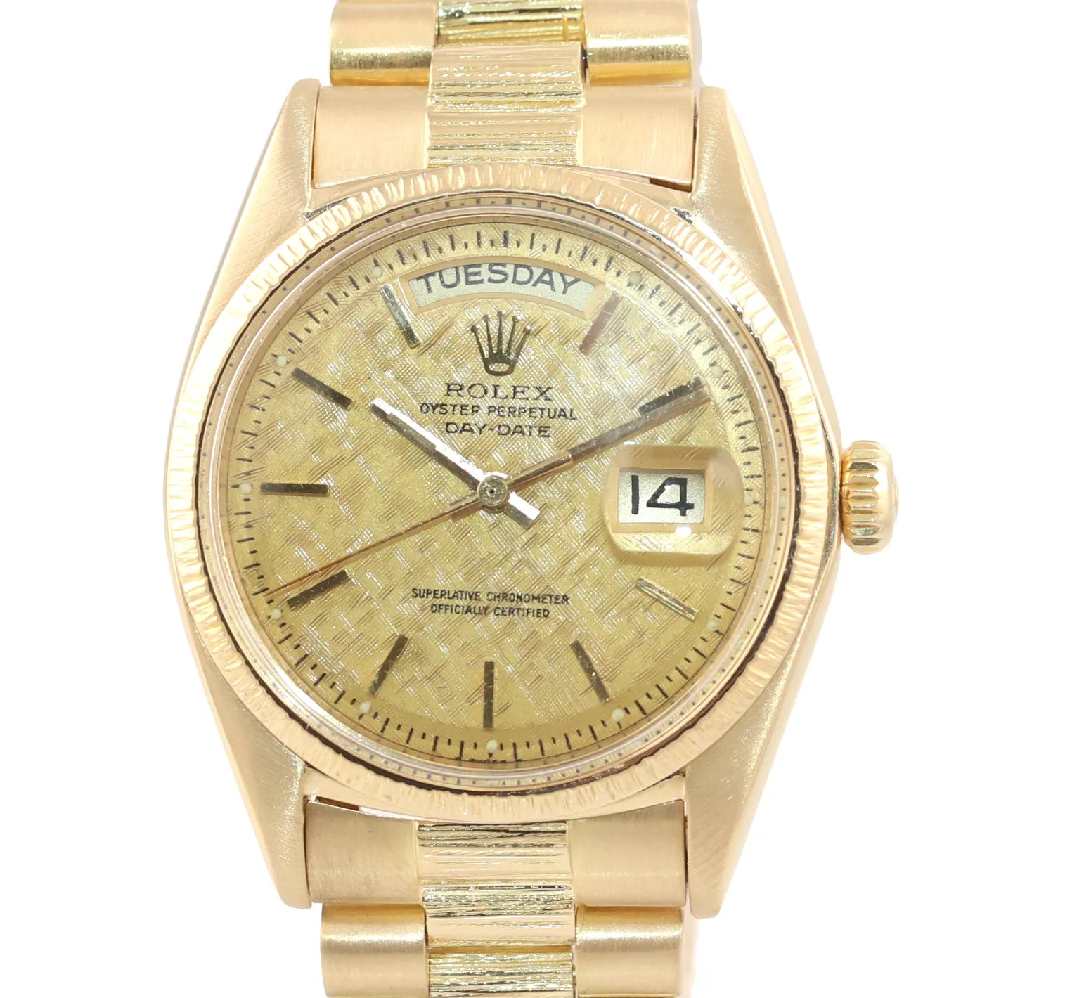 Rolex Day-Date President 36mm 1807 Champagne 18K Yellow Gold Bark Watch 18038